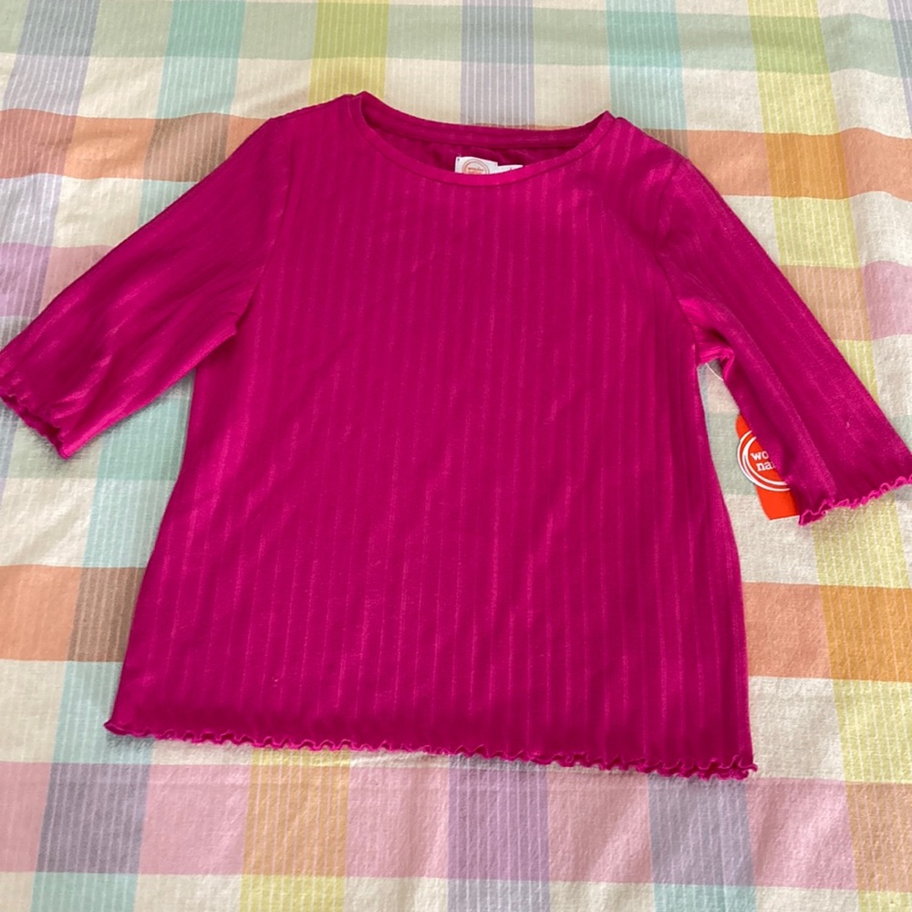Wonder Nation size large 10/12 raspberry pink short sleeve shirt